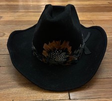 Vintage Cowboy Hat with Feathers Red Patch Logo Resistol Stetson American
