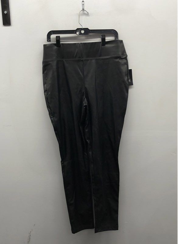 INC International Concepts Women's Deep Black Faux Leather Leggings Sz 14 NWT