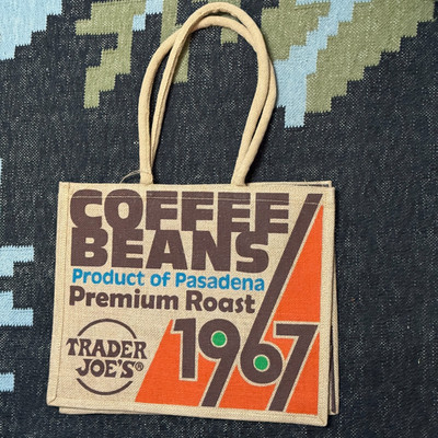 Trader Joe's ''Coffee Beans 1967'' Jute Shopper Tote Bag, Circa 2025