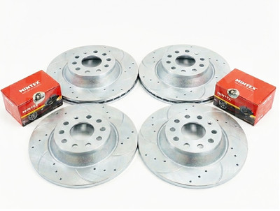 Front Rear Drilled Grooved Brake Discs & Pads Fits Audi A4 B6 B7 312mm 255mm New