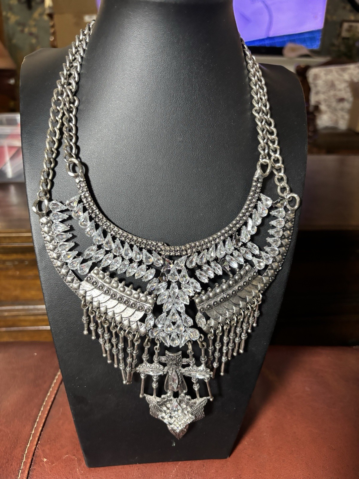 Stratta Statement Silver Toned Necklace With Rhin… - image 5