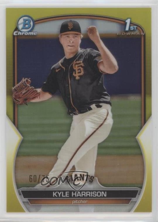 2023 Bowman Chrome Prospects Yellow Refractor 60/75 Kyle Harrison #BCP-93 7c7