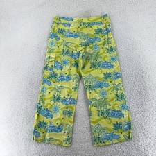 Lilly Pulitzer Pants Womens 2 Green Blue Car Print Palm Tree Tropical Summer Fun