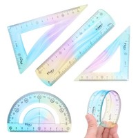 4X Dreieckiges Lineal 15Cm Flexibel FüR Geometrie