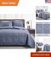 Modern Western Style Coin Pattern Quilt Set - Soft 3-Piece for Full/Queen Beds
