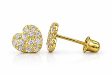 yellow gold white gold heart shape cz stud earrings yellow gold 14k