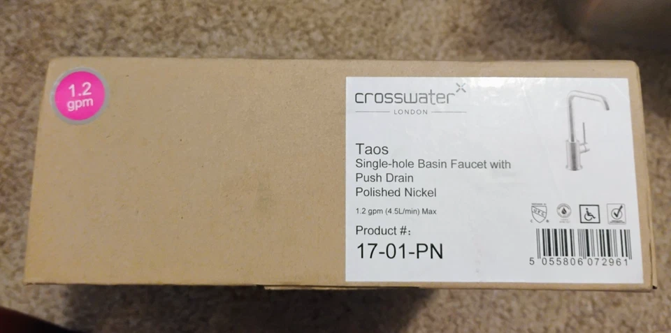 Crosswater Taos 17-01 单孔盆龙头抛光镍桶伦敦填料 — 第 2/3 张图片