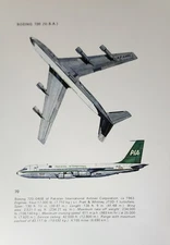 Boeing 720 Plane Picture Out of Print Aircraft Spec Info Sheet Decor Article   