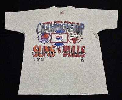 Vintage 1993 NBA Finals Gray T-Shirt Bulls vs Suns Made In USA
