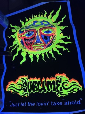 Vintage 2002 Sublime Sun Flocked Blacklight Poster Sunshine Rock