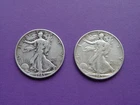 LOT OF TWO 1945 WALKING LIBERTY HALF DOLLAR COINS 90% SILVER -ESTATE WL45-1-2