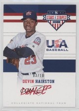 2017 Panini USA Baseball Stars & Stripes Red Ink 3/10 Devin Hairston #9 Auto 0w3