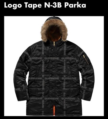 SUPREME Logo Tape N-3B Parka WINTER JACKET - Fall 2018 - Size Medium ~ FW18