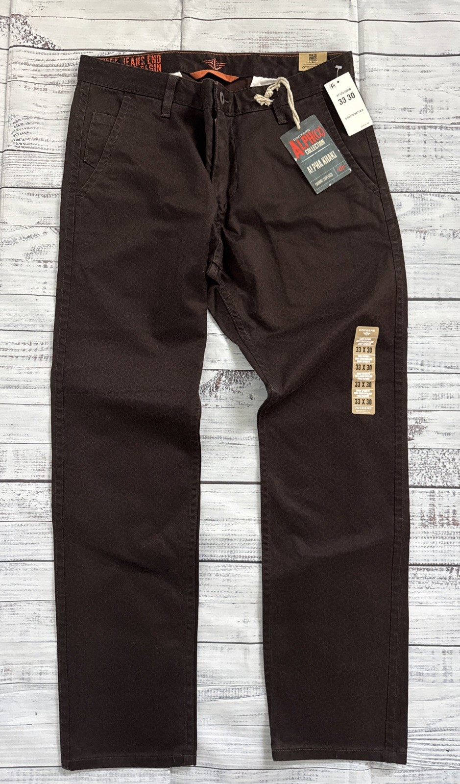 33 X 30 Alpha Khaki Skinny Slim Tapered Pants Print Pattern