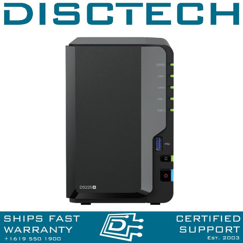 Synology 8TB DS225+ 2-Bay NAS Server w/ 2x 4TB Enterprise 24/7 SATA HDDs