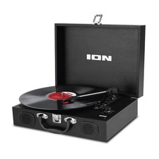 ION Audio Record Player with Built-in Speakers, Portable Vinyl Transport Black