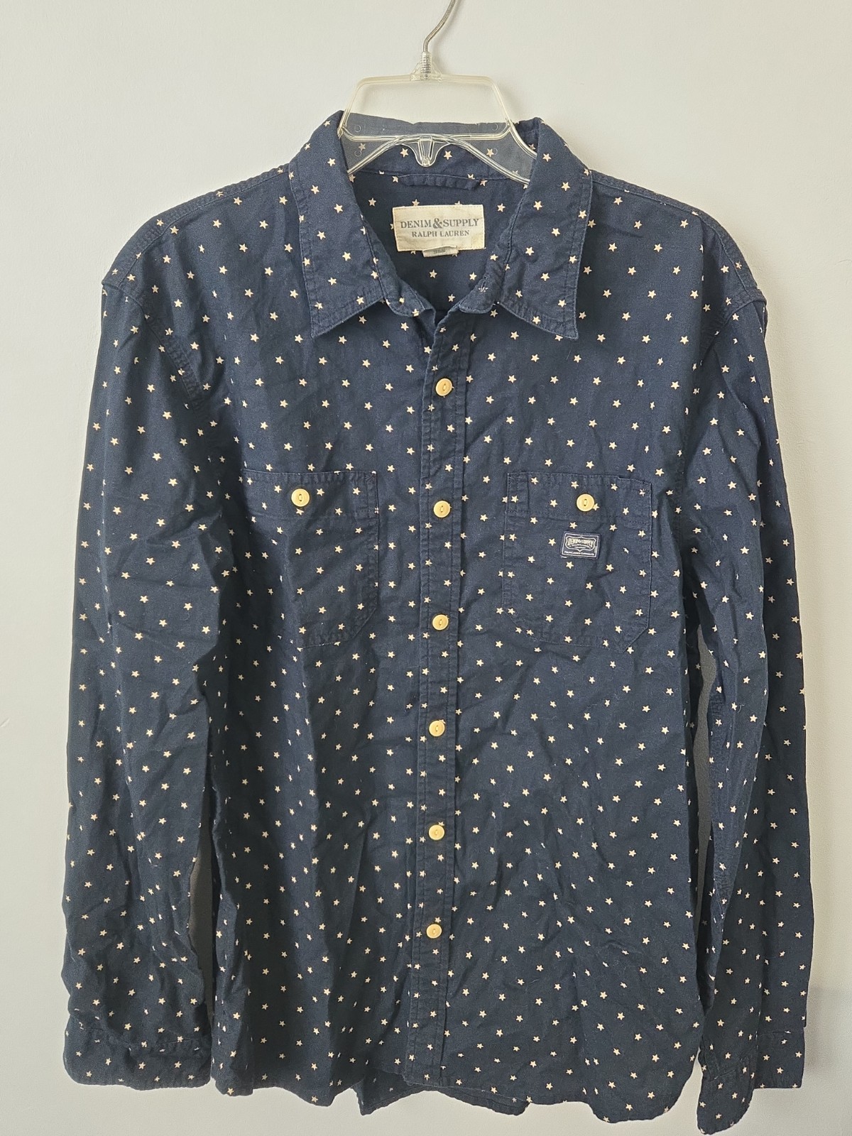 Denim & Supply Ralph Lauren Shirt Mens Large Blue Star Print Button Front...