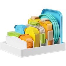 Kitchen Cabinet Organizer for Food Contanier Lid, Lid Holder with 6 Adjustable