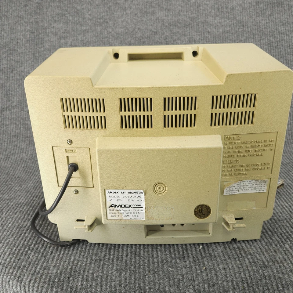 Amdek Monitor 310A 12" 1986 Computer Untested But Powers On - Image 4 of 4