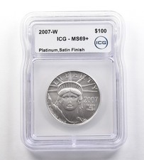 2007-W $100 American Platinum Eagle Satin Finish 1 Oz MS69+ ICG Burnished *4235 2395.95 per troy oz