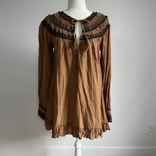 Free People Erin Neutral Combo Mini Dress XS