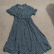 SHEIN Polka Dot Collared Dress Black White Button Short Sleeve Knee XL