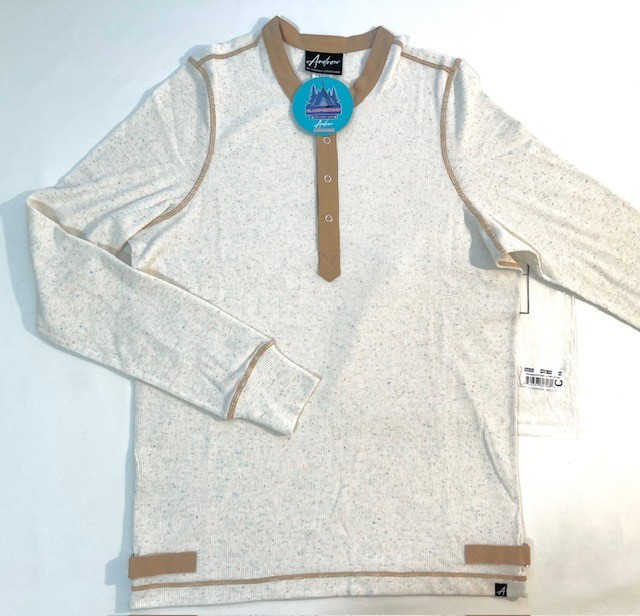 Andrew Christian Size M Glampground Long Sleeve T-Shirt - White/Tan