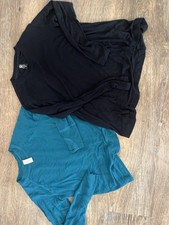 Athleta Girl Long Sleeve Tops Bundle Size S 7/8 Black & Teal Activewear