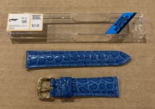Ladies Genuine Italian Leather Crocodile Grain Watch Band Strap - Blue