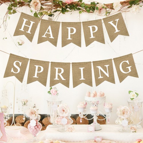 Mabula Banner Welcome Home Triangle Bunting Office Burlap Spring