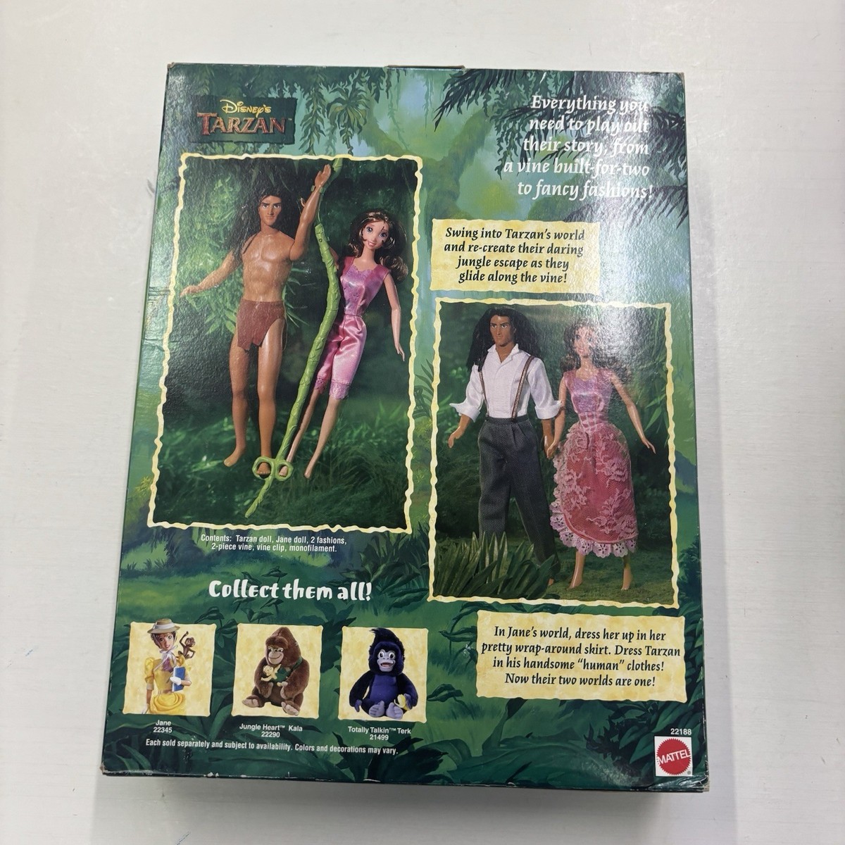 シャンソンマキシドールセット Disney Tarzan And Jane Vine Swingin Mattel Doll Gift Set 1999 New