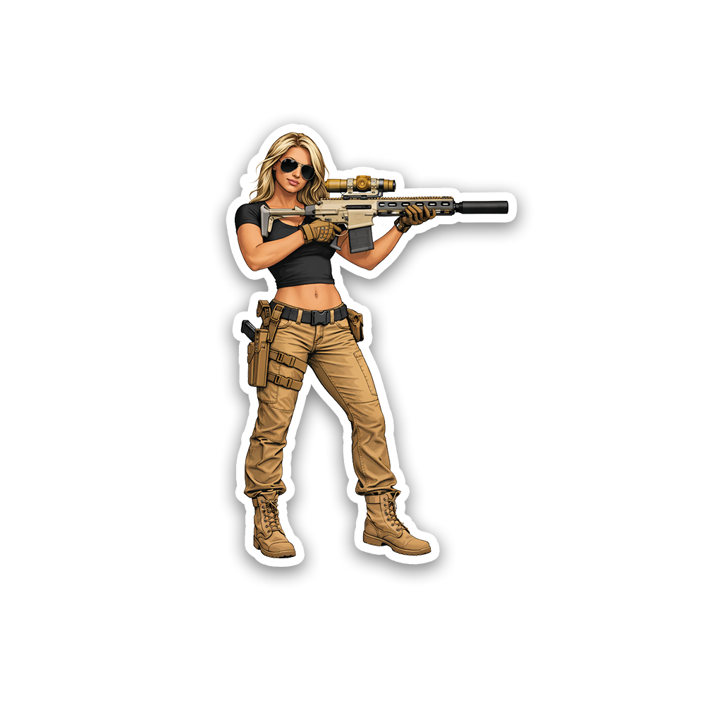 Q BoomBox Woman Sticker 4 Inch Vinyl Decal Gun Girls Scope Rifle | eBay