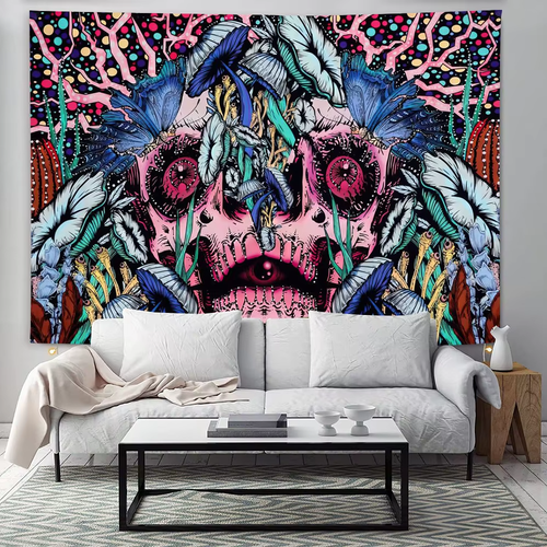 Tapestry Wall Hanging Bedspread Art Skull Decor Living Room Bedroom UK - Picture 3 of 11