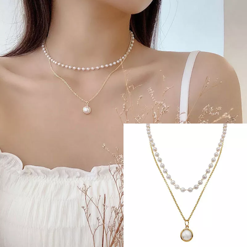 Double layer cheap pearl chain