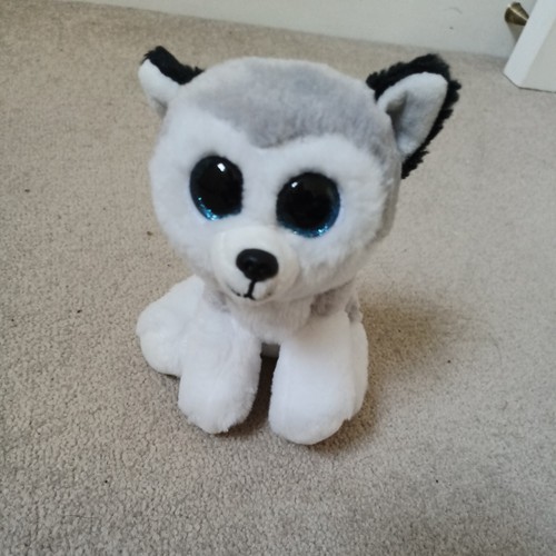 Ty 8 Zoll Buff Husky Hund Plüschtier Kuscheltier blaue Glitzeraugen sehr guter Zustand