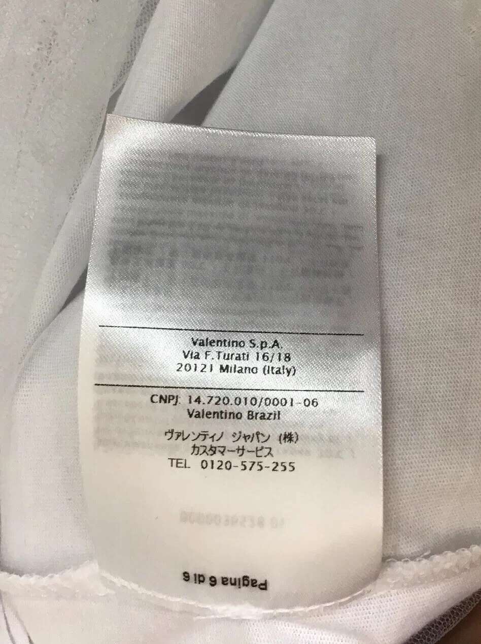 Abito Valentino bianco manica corta midi pannello rete cotone nuovo con etichetta taglia XS