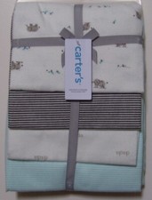 Carter's 4 Pk Jungle Safari Elephant Stripe Baby Receiving Blankets