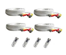  4 PACK PREMIUM 100Ft. BNC EXTENSION CABLES FOR SWANN HD Camera WHITE