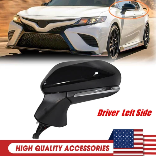 Driver Side Mirror for 2018-2024 Toyota Camry W/ Heated Blind Spot Signal Left