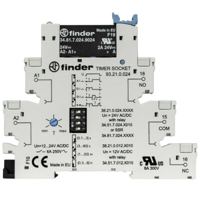 38.21.0.024.9024, FINDER, Time Delay Solid State Relay, DIN Rail, Panel, 2 A