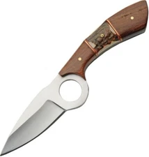 Rite Edge Showdown Fixed Knife 3.5" Stainless Steel Blade Wood Stag Horn Handle