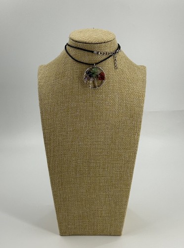 Tree of Life Necklace Womens Multicolor Stone Black Cord Choker 19" - Picture 3 of 6