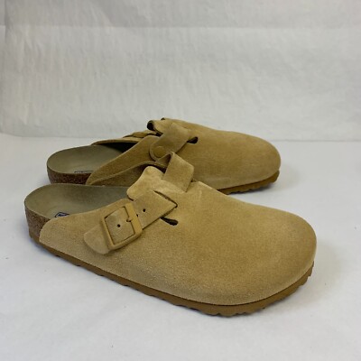 Birkenstock New w/ Box Boston Latte Cream Suede Soft Footbed