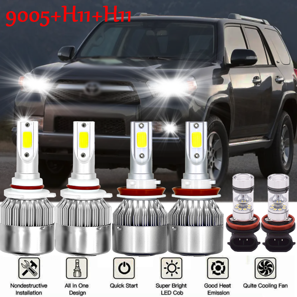For 2010-2020 Toyota 4Runner LED Headlight Bulbs Kit High Low Beam Fog Light 6x