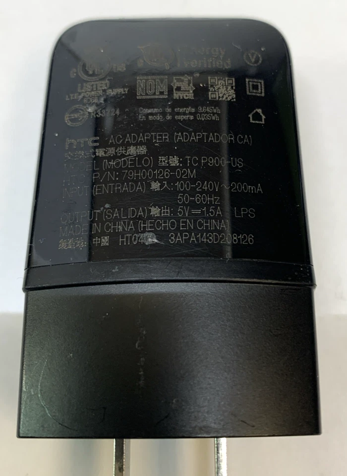 Adaptador de corriente cargador de pared USB original HTC TC P900 79H00126-02M 5V/1.5A Foto 2 de 4