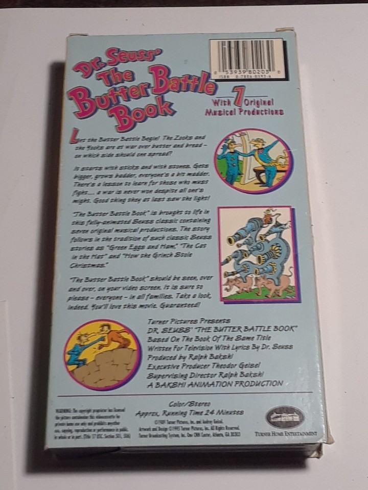 Dr Seuss The Butter Battle Book VHS 1995 Animated Cartoon eBay