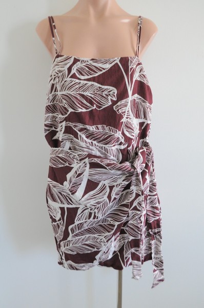 Ally Dress Womens 14 Brown White Floral Slip Sleeveless