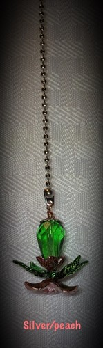 You Choose! Flower Gold Orange Purple Rose Silver Fan Pull Made with Swarovski - Picture 13 of 16
