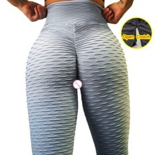 Woman Open Crotch Leggings with Hidden Double Zippers Outdoor Sport Panties