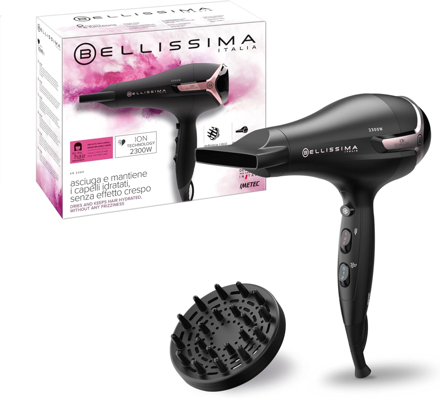 Imetec Bellissima K9 2300 - Phon Professionale 2300W con Ioni